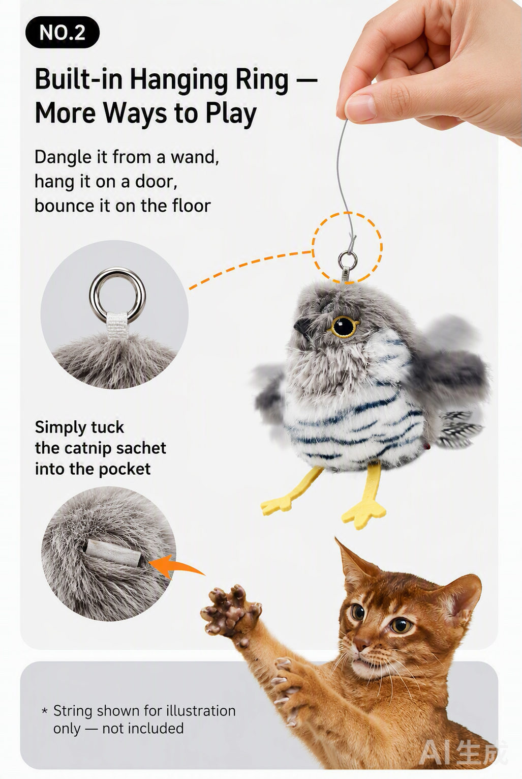 Catnip pocket step 2 and hanging ring — more ways to play