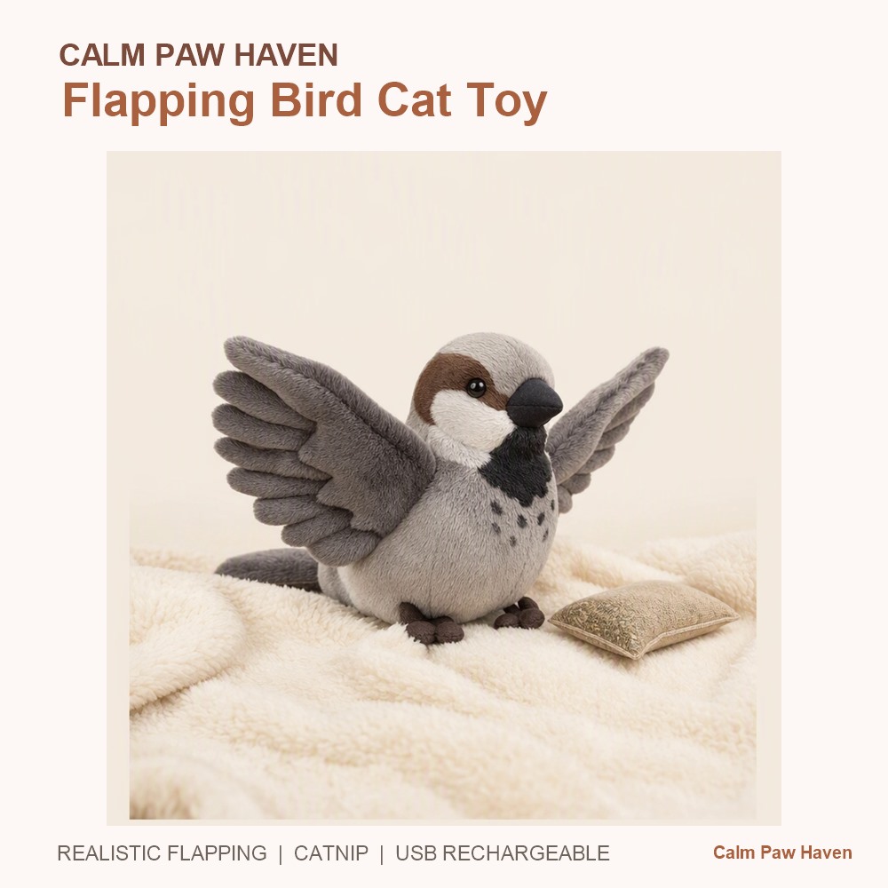 Flapping bird chirping cat toy with catnip