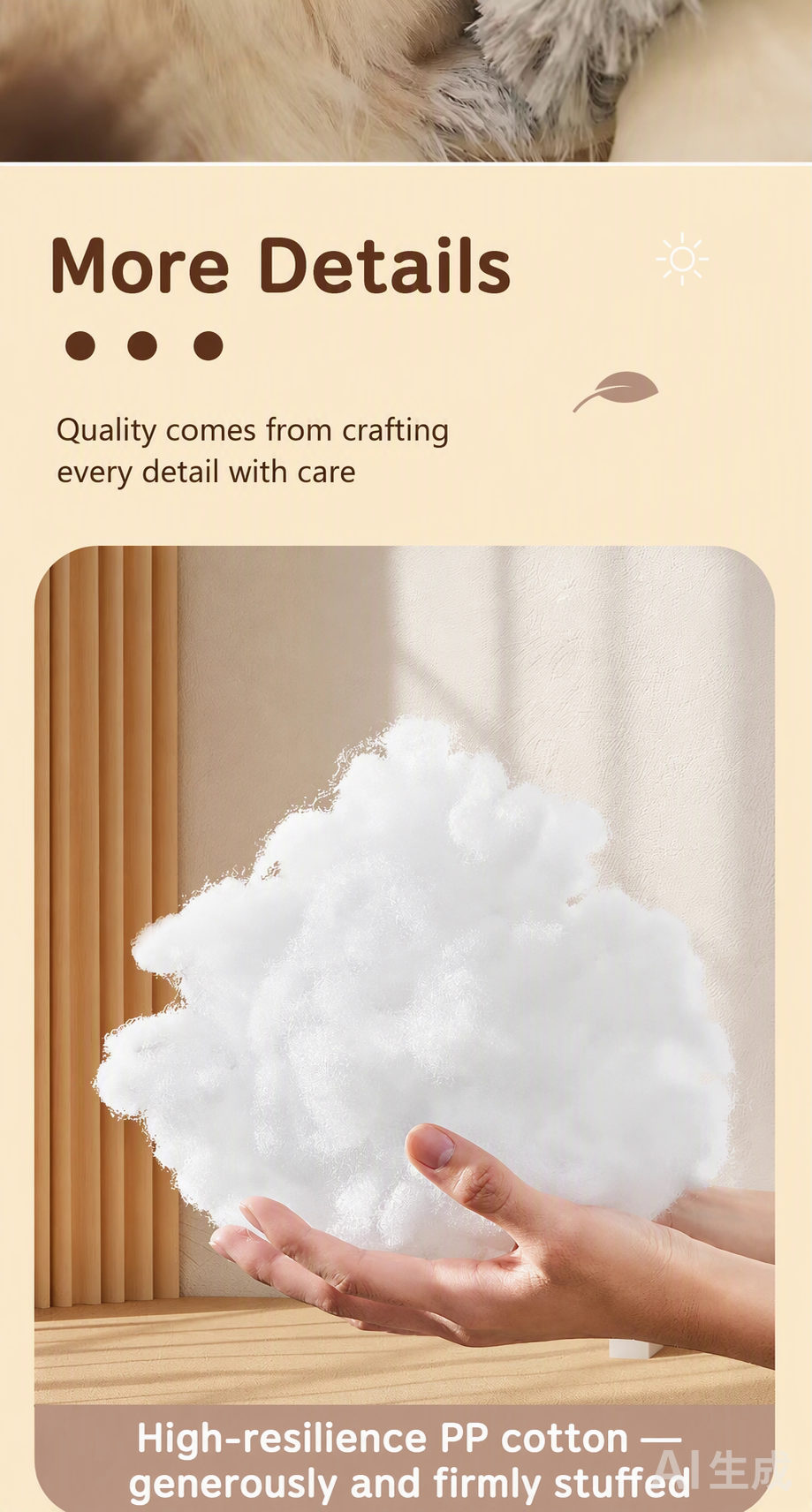High-resilience PP cotton, generously and firmly stuffed