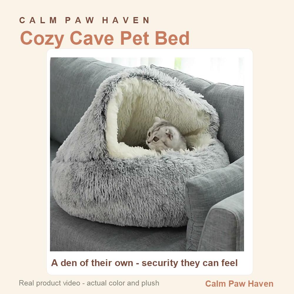 Cozy cave pet bed for anxious cats