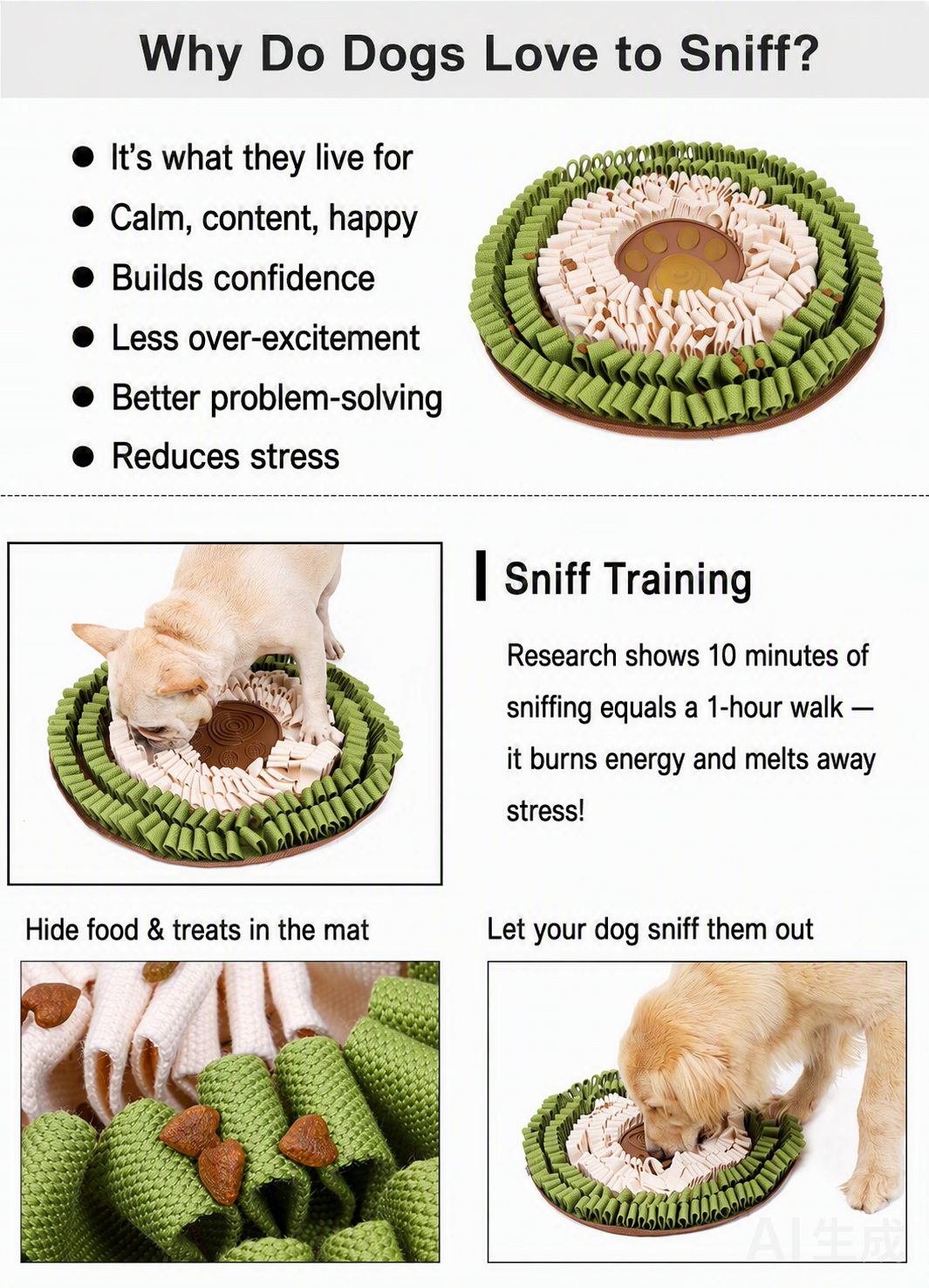 Why dogs love to sniff — calm, content, happy; sniff training burns energy and reduces stress
