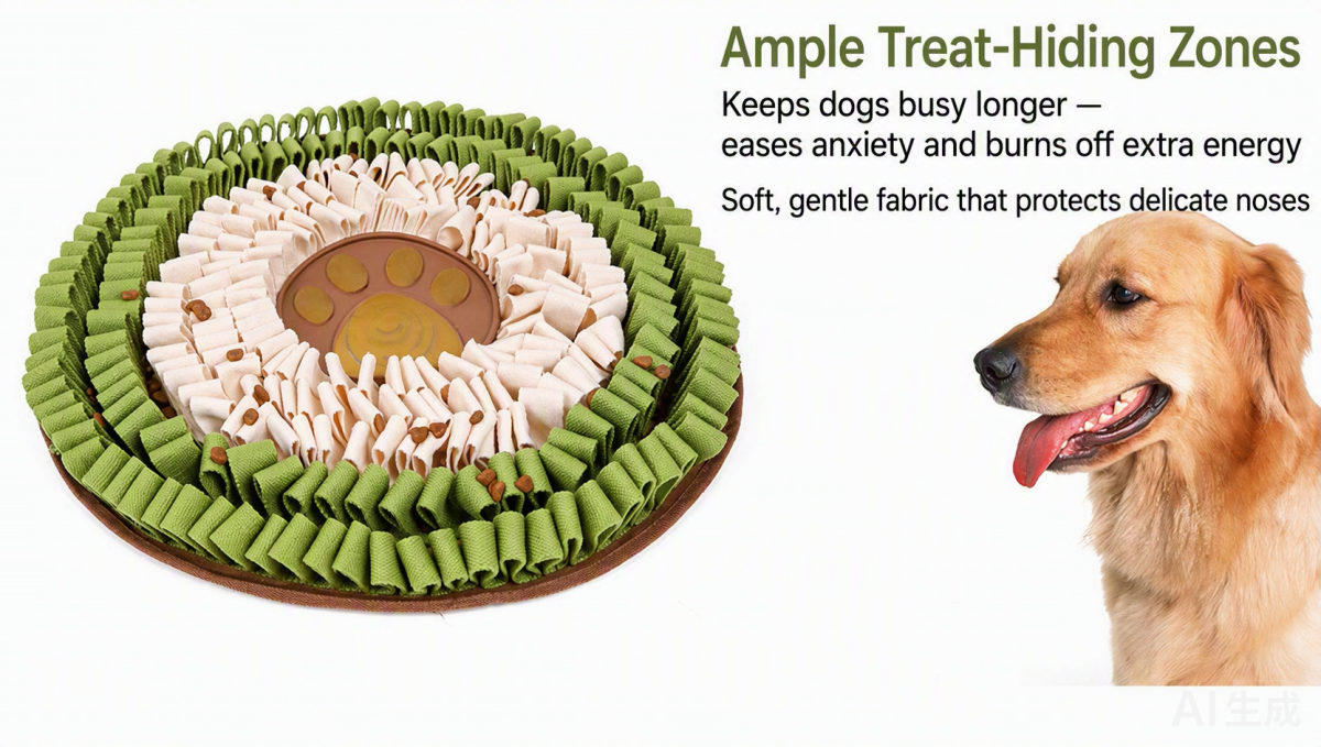 Ample treat-hiding zones — keeps dogs busy longer and protects delicate noses