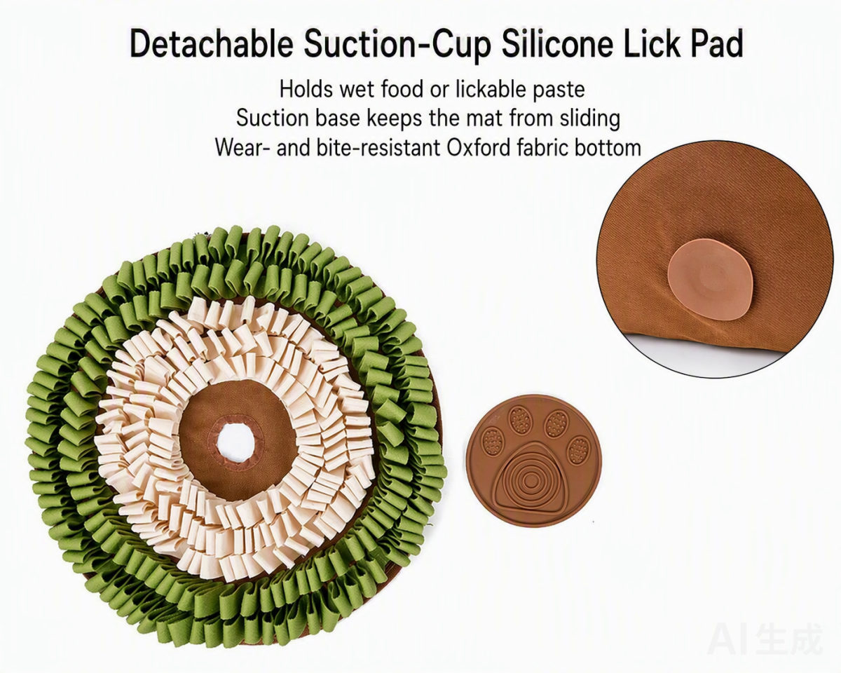 Detachable suction-cup silicone lick pad — holds wet food or lickable paste