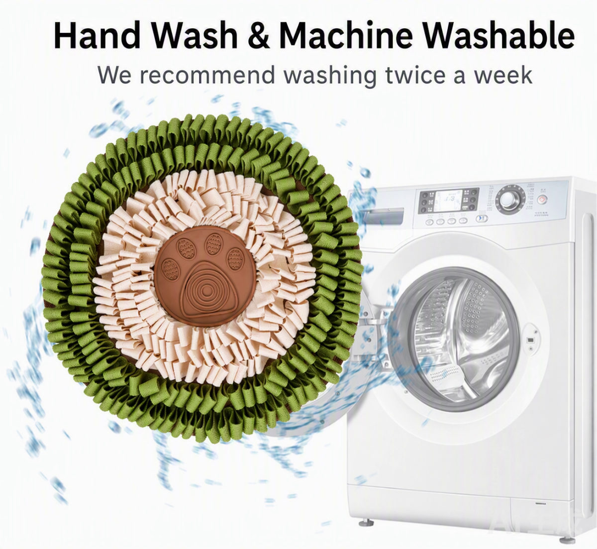 Hand wash and machine washable — recommended twice a week